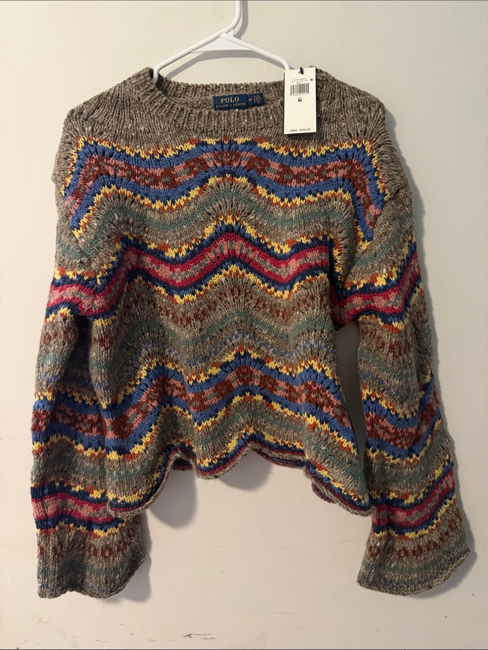 Polo by Ralph Lauren Gray Chevron Multicolor Knit Sweater